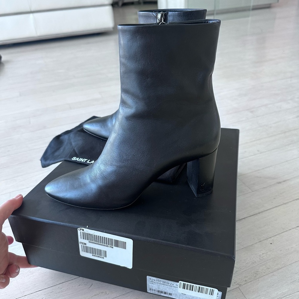 NEW! Authentic SAINT LAURENT LOU LOU 70 boots sz 40/10 YSL heel logo
